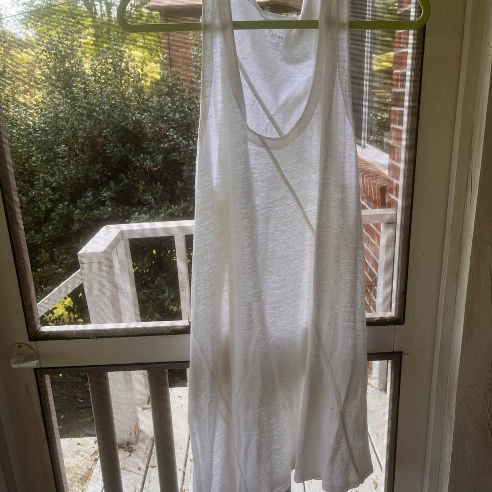 Eileen Fisher Slub Linen Racerback Women's Tunic /Dress asymmetrical with split